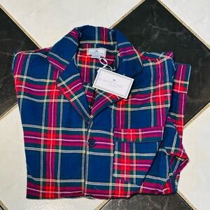 Men's Plaid Pajama Set - Navy and Red